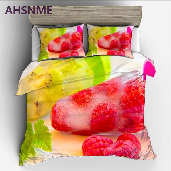 

ahsnme ice cream & cranberry bedding set high-definition print quilt cover for ru au eu king  double size jogo de cama
