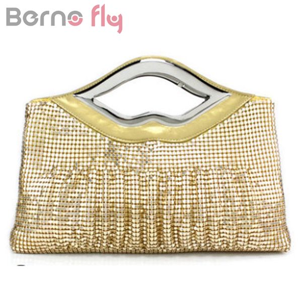 

berno fashion women's handbag lips shape handle ladies clutch bags sequined evening bag party clutches red/black 5 colors