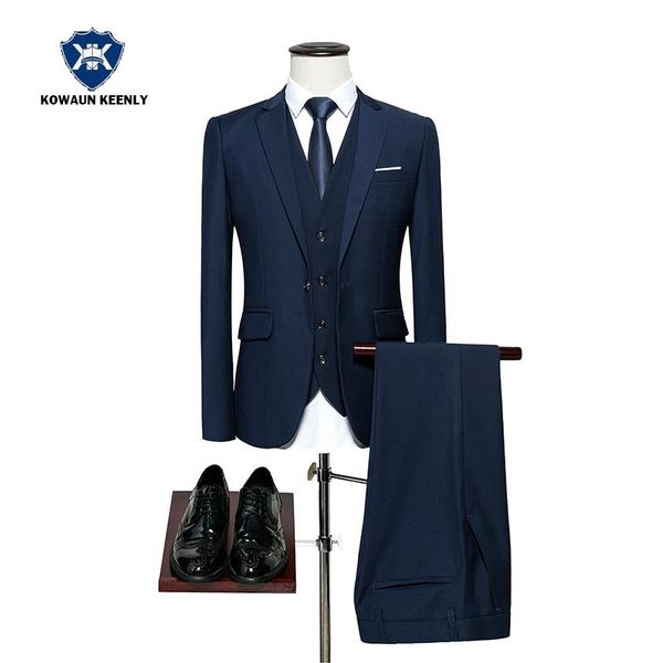 

3 piece men's suit set wedding dress groomsmen tuxedos for men solid prom suit formal business with pants dinner jacket, White;black