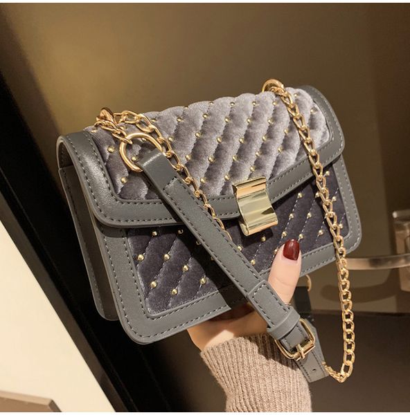 

ladies velour shoulder messenger flap bags shopping female fashion chain cross body purse daka wanggong //11