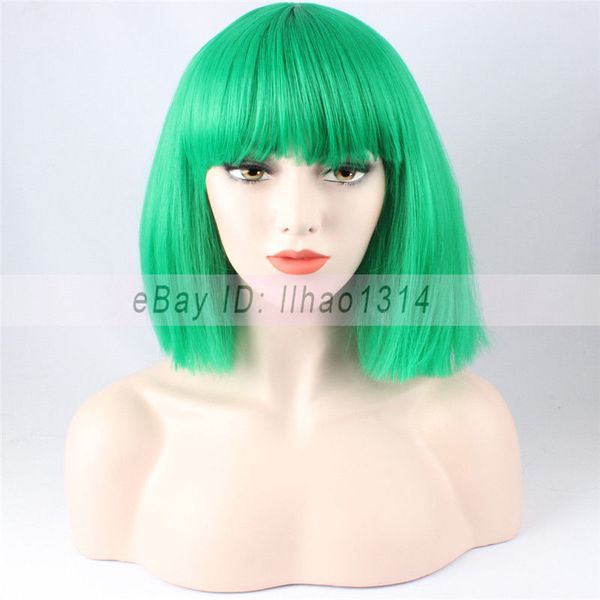 

women's cosplay synthetic green short hair wigs, Black;brown