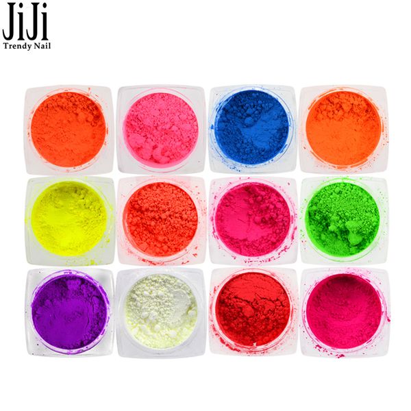 

1pcs fluorescence glimmer nail art glitter powder dust neon color designs diy pink for gel nail polish manicure tools jiye01-13, Silver;gold