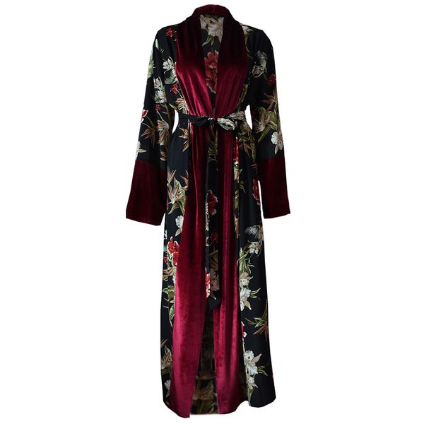 

fashion plus size abaya african kimonos kaftan muslim women floral maxi cardigan dubai turkish islamic arab hijab dress, Red