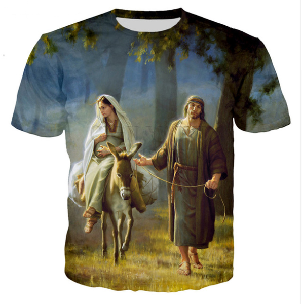 

wholesale-fashion mens/womens summer style festival easter jesus funny 3d print casual t-shirt dxr00147, White;black