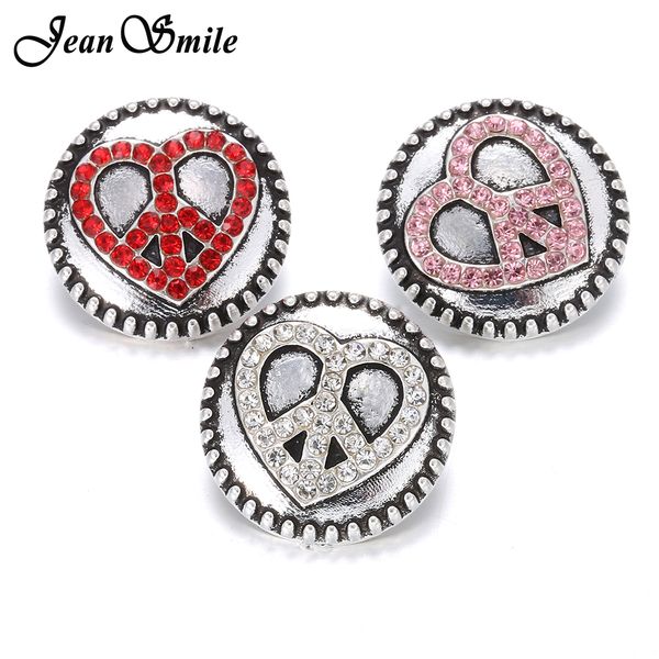 

10pcs/lot 18mm snap buttons jewelry rhinestone love heart snap buttons fit 18mm button bracelet jewelry for women men, Golden;silver