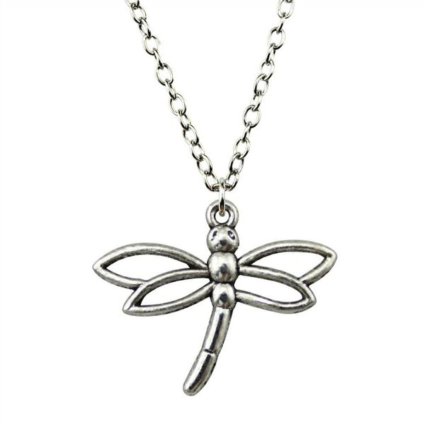 

wysiwyg 5 pieces metal chain necklaces pendants pendant necklace women dragonfly 32x27mm n2-b10410, Silver