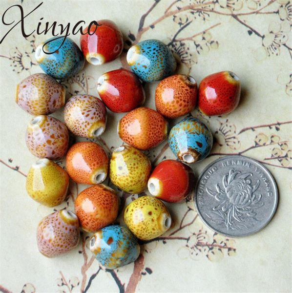 

xinyao 30pcs/lot 2.5mm hole rhombus snail ceramic beads handmade porcelain beads for women diy bracelets jewelry making 15x13mm, Black