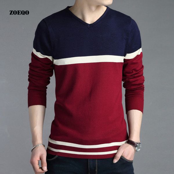 

Patchwork New V-neck Sweater Men Men's Fashion Knitwear Men Pullovers Sweater Jumpers Men Casual Sweater Hot Sale High Quality