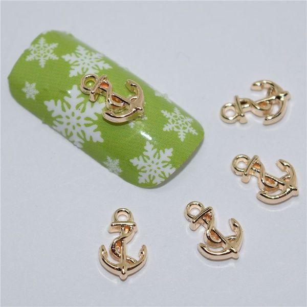 

10psc new rose gold anchors 3d nail art decorations,alloy nail charms,nails rhinestones supplies #405, Silver;gold