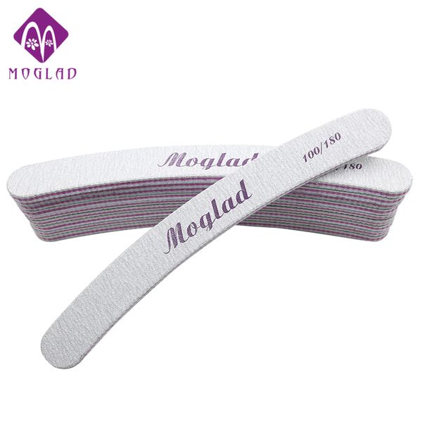 

moglad 10pcs/lot curve banana nail file 100/180 sanding sandpaper curved nail buffer block for polishing manicure tools