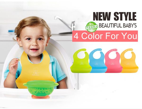 Bebê criança babador Imitação de Sílica gel quatro cores linda linda moda TPE bibs de alimentação do bebê simples e panos burp