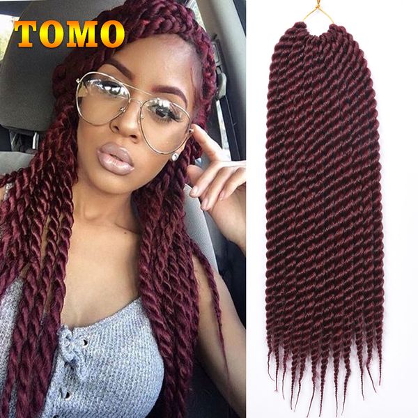 

TOMO Senegalese Twist Crochet Braids Pure/Ombre Braiding Hair Extensions Ombre Kanekalon Synthetic Braids For Black/White Women 12Roots/pack