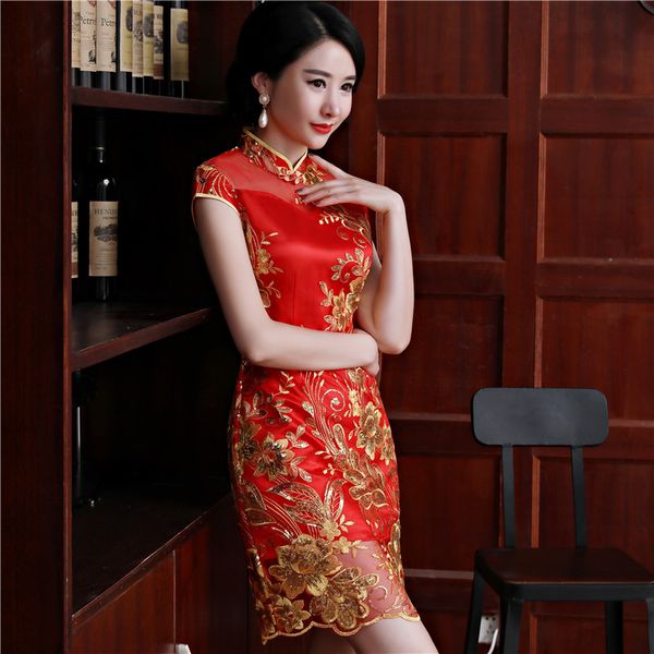 

fashion red cheongsam dresses 2018 summer new oriental chinese style women silm qipao dress size s-3xl, White;black