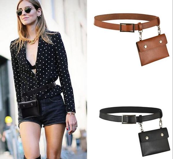 

2018 europe and america ladies pu belt personality belt with fashion women bags, Black;brown