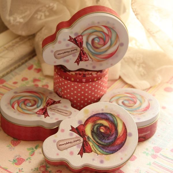 

lollipop small tin box handmade candy case iron chocolate box gift package wedding party decor candy box