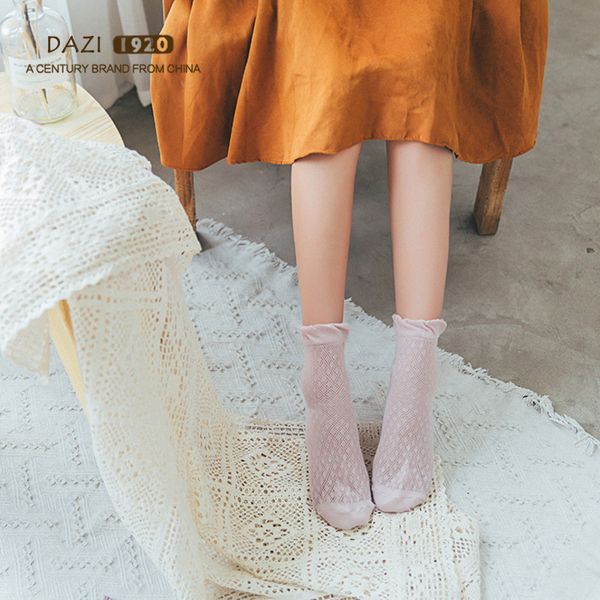 

5pairs/lot women cotton socks spring solid color thin section mesh lace loose socks japanese cotton lady hollow tube, Black;white