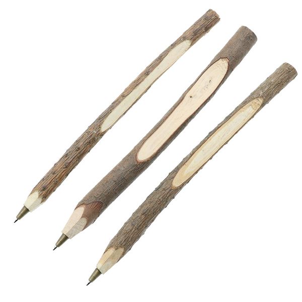

3 piece / lot retro handmade wooden ballpoint pen environment tree branch wood pen wedding product zakka school office, Blue;orange
