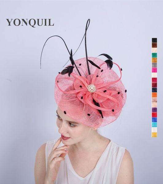 

elegant women's wedding hats and sinamay royal cocktail fascinators ladies hair accessories fancy feather ornaments syf138