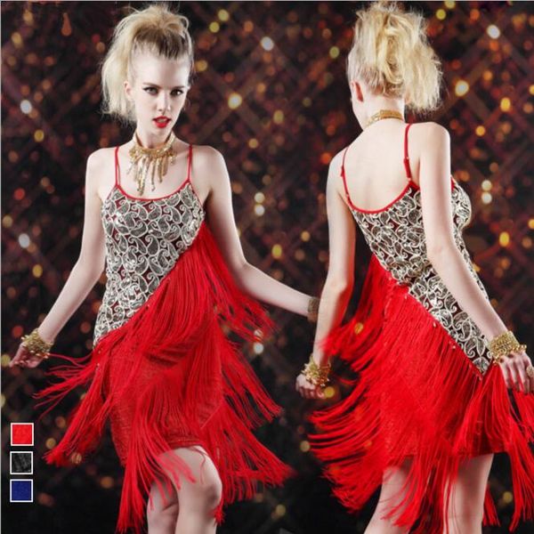 

latin dance dress special offer latin dance dress women costume salsa dresses fringe, Black;red