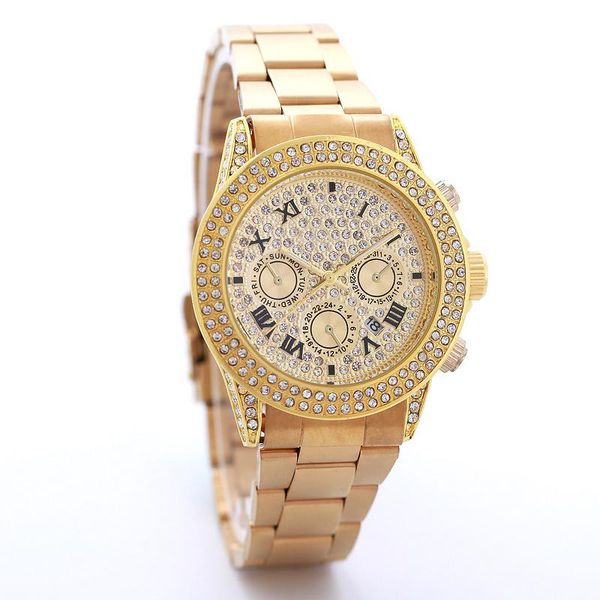 

Famou elegant de igner man gold watche diamond relogio feminino teel trap bracelet watch for men top