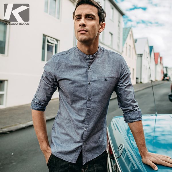 

autumn men shirt 100% cotton gray blue color pocket for man fashion long sleeve slim clothes male 2018 new brand clothing 02135, White;black