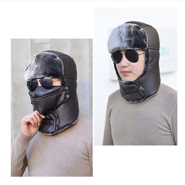 

thermal thicken waterproof winter cap male face mask earflap outdoor cycling windproof hat warm velvet hat cap for men women