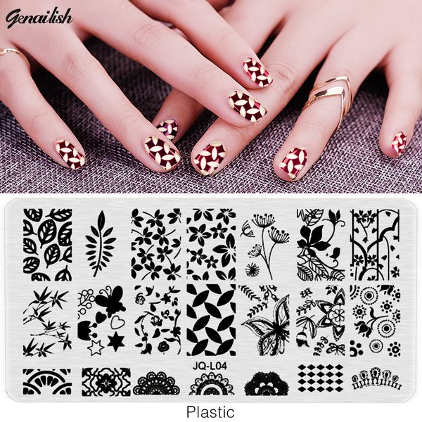 

sjql-nail stamping plates plastic nails art stamp plastic templates for nail gel polish, White