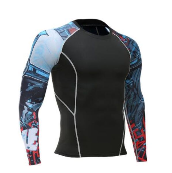

2017 Мужская ММА фитнес футболки мода 3D подросток Волк с длинным рукавом сжатия руб