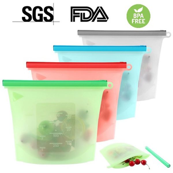 

1000ml reusable silicone food preservation bag airtight seal food storage container versatile kitchen cooking fresh vacuum bags