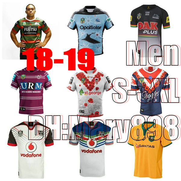 

2018-19 australia sea hawk warrior rugby jerseys rabbit cock st. george's commemorative edition rugby shirts size s-3xl, Black;gray