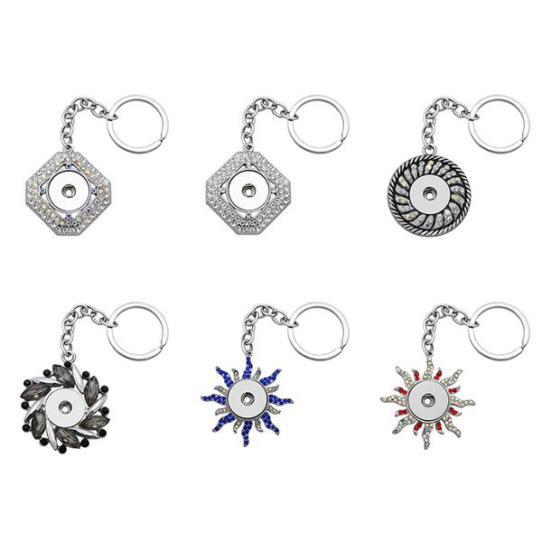 

fashion beauty flowers sun square crystal rhinestone snap key chains fit 18mm snap buttons diy jewelry xl0203 gift, Silver