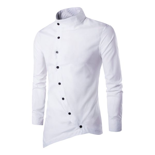 

blouses men casual irregular silm fit long sleeve shirt blouse shirt gomlek blusas de verao#lsj, White;black