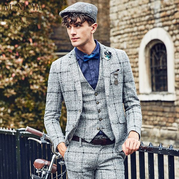 

mens suits double breasted leisure suit of scotland case grain suitable for autumn and winter suit, too(coat + pants + vest, White;black