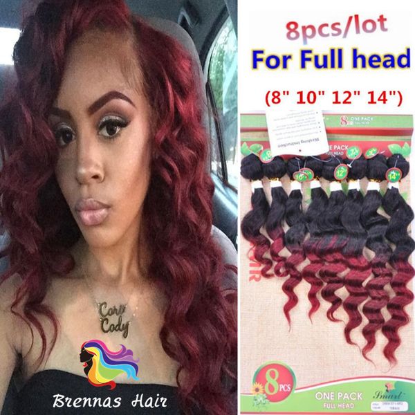 Cheap Hair 8 14inch Loose Wave Synthetic Weave Ombre Hair