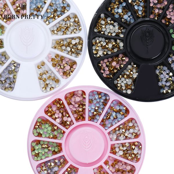 

1 box colorful sharp bottom rhinestone 3d nail decoration 2.5mm opal manicure nail art decoration, Silver;gold