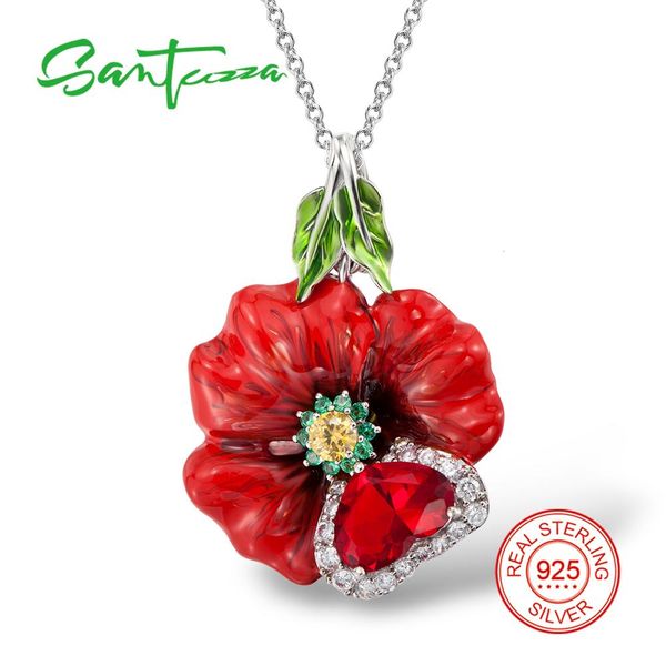 

santuzza silver necklaces pendants for women natural stone pendant fit for necklace 925 sterling silver necklaces pendant enamel, Black