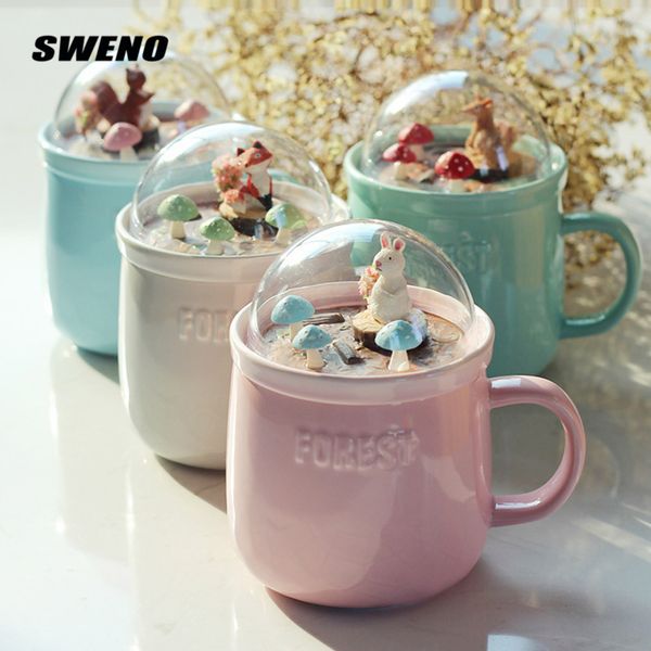 

sweno creative fashion forest micro landscape ceramic cup cute mark cup male and female students coffee gift