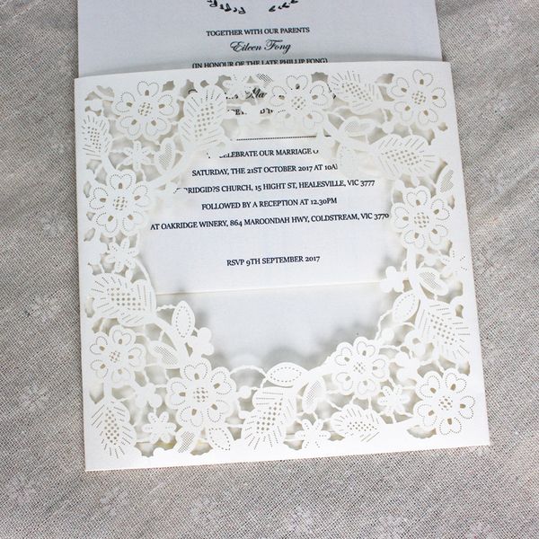 pocket invitation envelop white flower laser cutting wedding valentines day birthday dinner party invitation card invitation wording laser cut birthday dinner party invitation wording