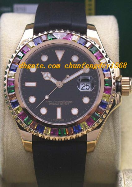 

luxury watches rainbow diamond 18k rose gold/white gold 116695sats new automatic fashion men's watch wristwatch, Slivery;brown