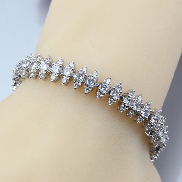 

new arrival white crystal link chain bracelet length 17cm 4-color 925 sterling silver jewelry for women/girl, Black