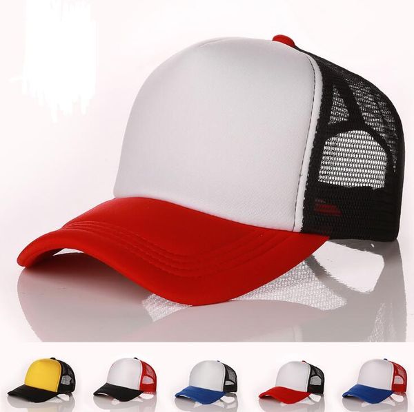 

designer plain mesh baseball caps for adults blank trucker cap custom logo color summer sports sun hats adjustable snapbacks cap 10 pcs, Blue;gray