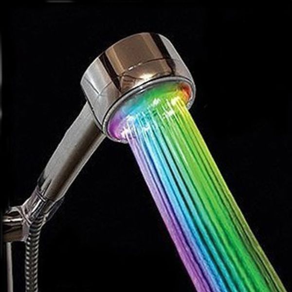 

hand held water bath room bathroom led shower head spray sprayer silver white