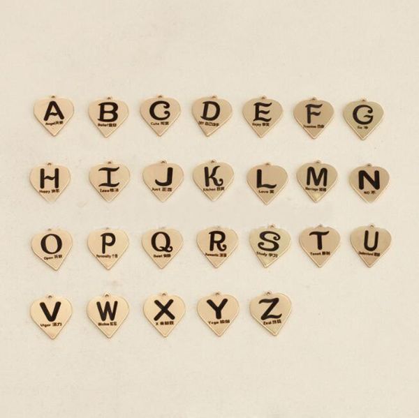 

stainless steel gold 26 alphabet u-z english letters initial name charms for necklace, charm key chain ring, Blue;slivery