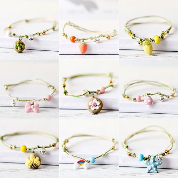 Acheter Originalité Main Bracelets En Céramique Style Chinois Carotte Arc En Ciel Etoile De Mer Poisson Fraise Bowknot Ornement Article Pour étudiant