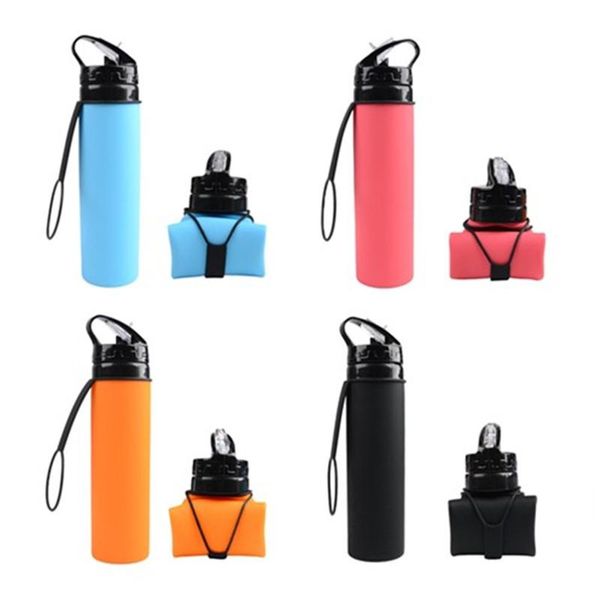 

creative foldable water bottles outdoor hiking camping portable silicone drink water bottle silicone folding drinkware 60 pcs