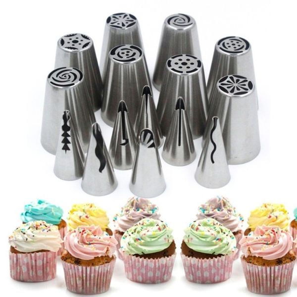 

15pcs/set russian pastry nozzles santa claus snowflake icing piping tips cake decorating baking tools