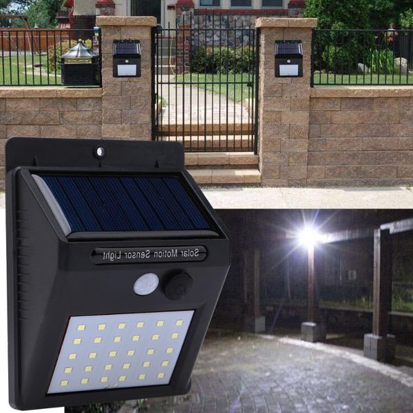

водонепроницаемый 30 led солнечный свет панели солнечных батарей питания pir motion sensor 30led сад огни открытый путь чувство солнечная ла