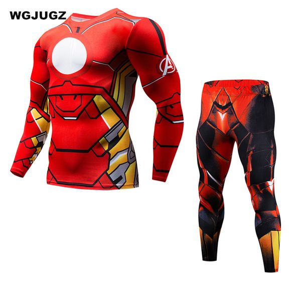 Mens Compression Sport Terno Gym Training Muscle T-shirt de manga comprida Leggings Men Base Layer Thermal Uderwear Herói joga fantasia