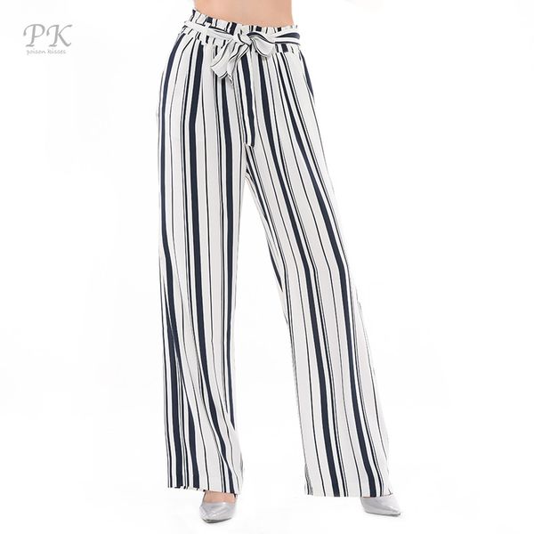 

wholesale-pk wide leg pants high waist pants women summer 2017 navy stripe women leggings pantacourt femme women pants bottom trousers, Black;white