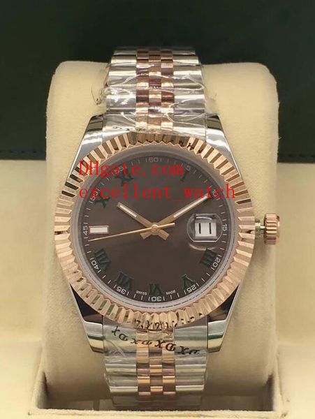 

christmas gift sell watches date just 41 mm 126333 126334 18k rose gold roman dial asia 2813 automatic mechanical men's wristwatches, Slivery;brown
